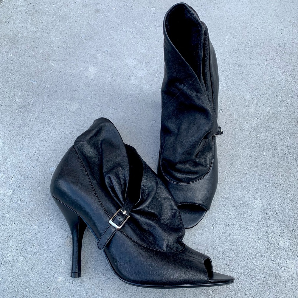 Nine West Faux Leather Peep Toe Booties